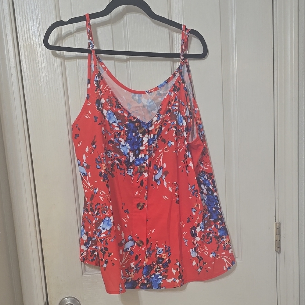 Floral Red and Blue Women's Top
